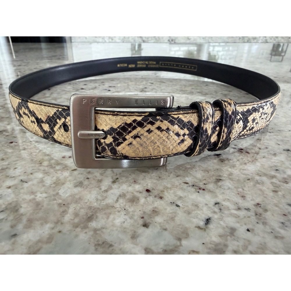 Perry Ellis Medium Genuine Snakeskin Leather Belt Size M‎